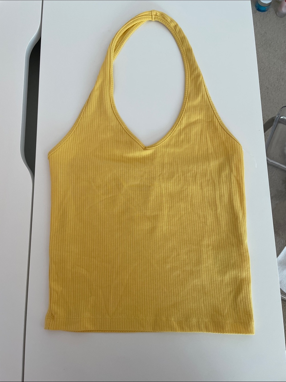 American Eagle Outfitters Yellow Ribbed Halter Tank